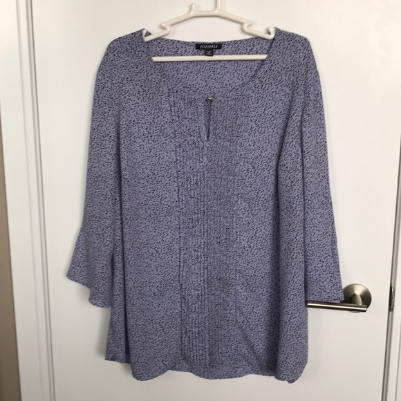 Roz & Ali lilac floral pull-over blouse, 2X - Picture 2 of 7